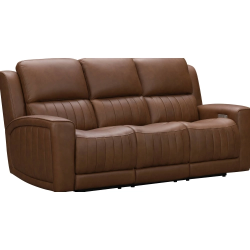 Pierce Zero Gravity Power Recline Sofa with Power Head Rest, Lumbar & Table Cinnamon Brown Leather